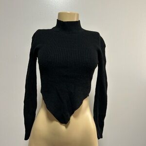 Black Ribbed Turtleneck Sweater